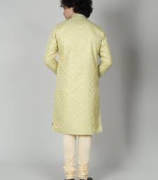 Pista Silk Blend Kurta Churidar Set for Men