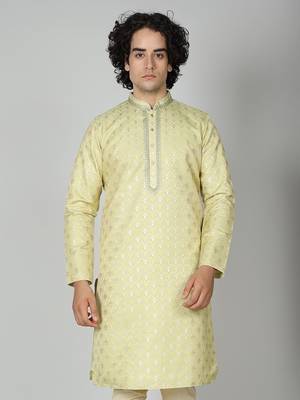 Pista Silk Blend Kurta Churidar Set for Men 3