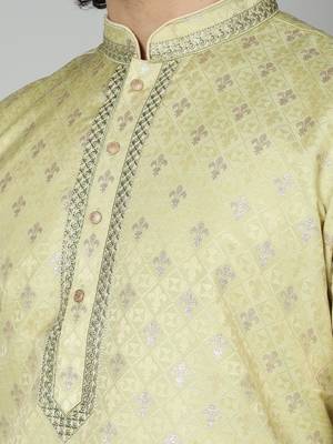Pista Silk Blend Kurta Churidar Set for Men 4