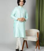 Maahii Fabs SkyBlue Silk Blend Kurta Churidar Set for Men