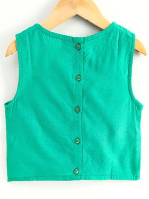 Embroidered Top With Pirnted Dhoti Pants - Sea Green 3