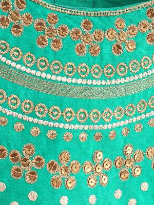 Embroidered Top With Pirnted Dhoti Pants - Sea Green 5