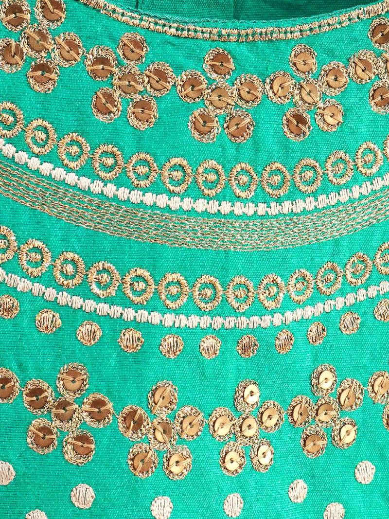 Embroidered Top With Pirnted Dhoti Pants - Sea Green