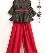 Striped Top With Palazzos- Black & Red