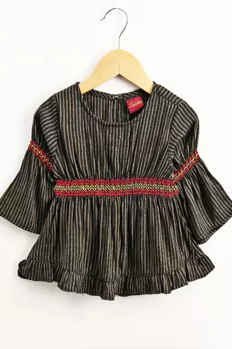 Striped Top With Palazzos- Black & Red