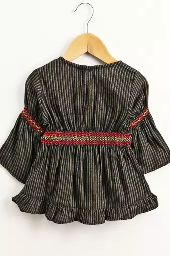 Striped Top With Palazzos- Black & Red