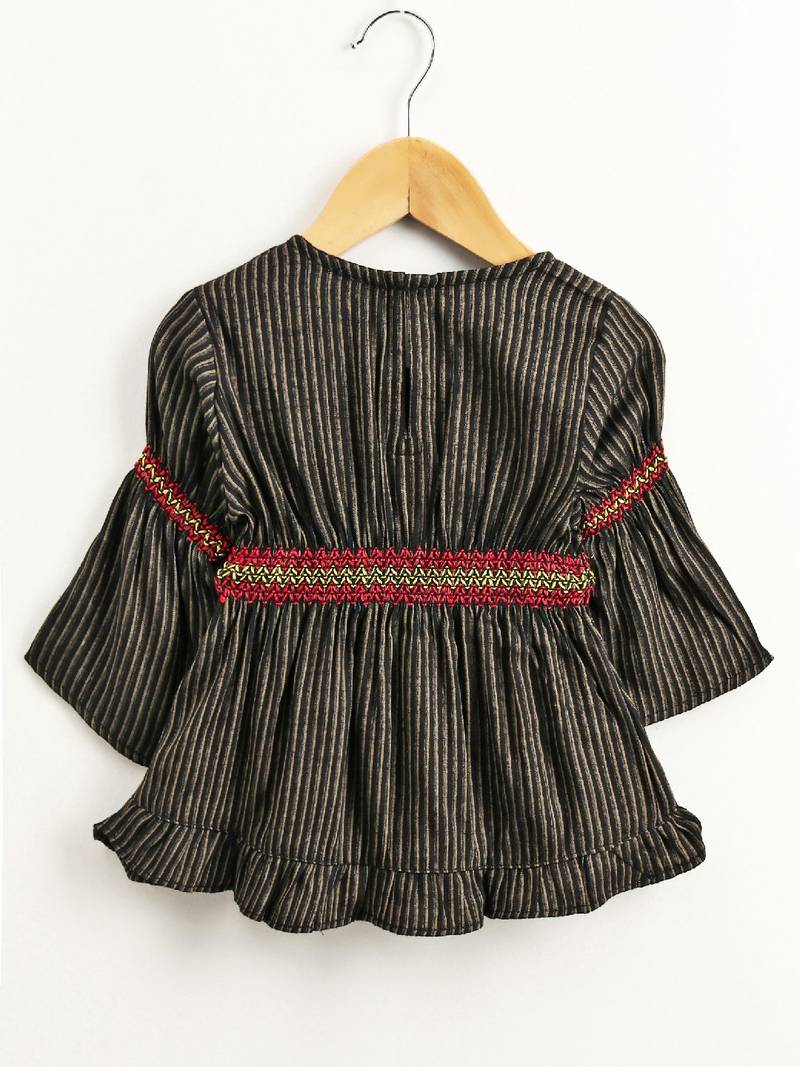Striped Top With Palazzos- Black & Red