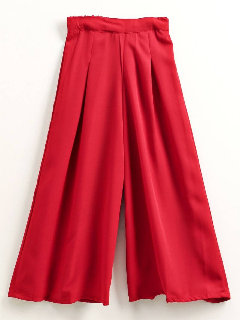 Striped Top With Palazzos- Black & Red