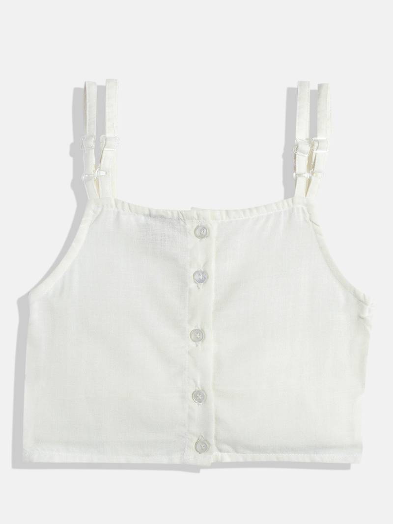 Sleeveless Mirror Work Embroidered Tiered Top With Floral Print Cross Cut Ghagra- Off White & Blue