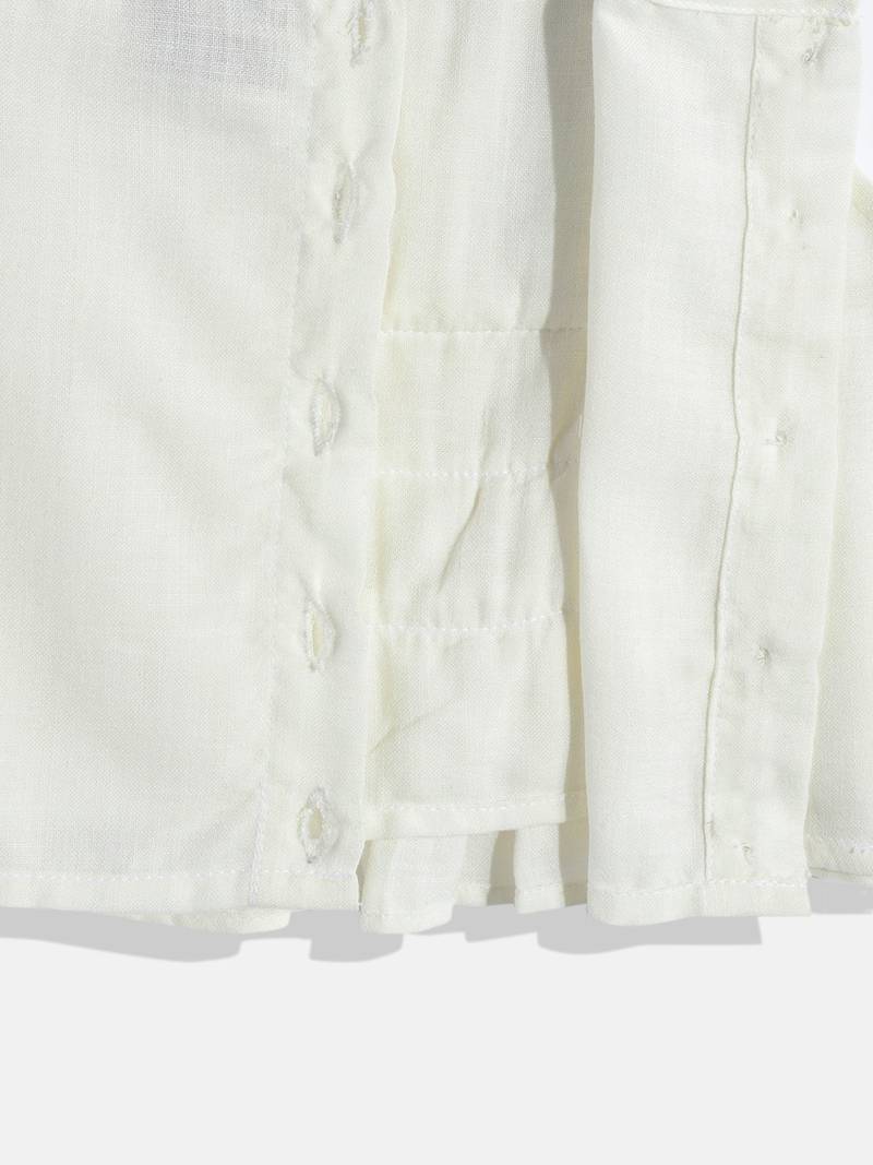 Sleeveless Mirror Work Embroidered Tiered Top With Floral Print Cross Cut Ghagra- Off White & Blue