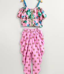 Printed Top With Printed Dhoti Pants - Pink
