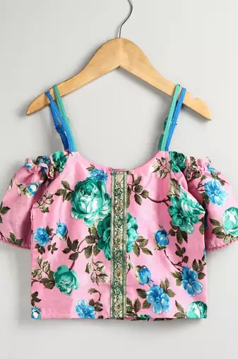 Printed Top With Printed Dhoti Pants - Pink