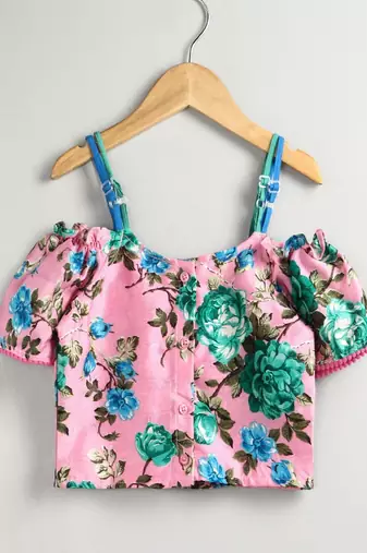 Printed Top With Printed Dhoti Pants - Pink