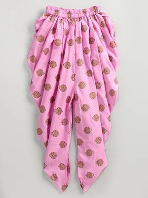 Printed Top With Printed Dhoti Pants - Pink 4