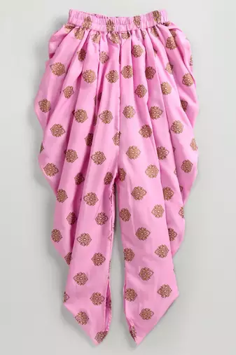 Printed Top With Printed Dhoti Pants - Pink