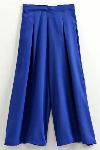 Printed Frill Top With Palazzos- Blue