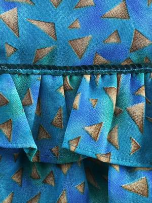 Printed Frill Top With Palazzos- Blue 5