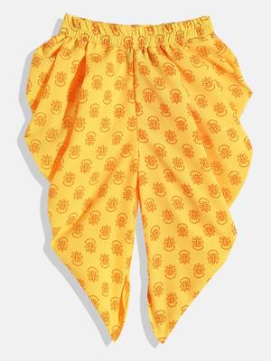 Self Designtop With Printed Dhoti Pants- Pink & Yellow 5
