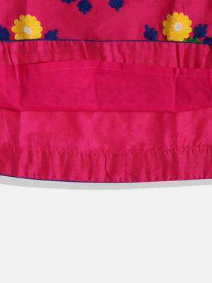 Embroidered Kurta With Printed Dhoti Pants- Pink & Green 5