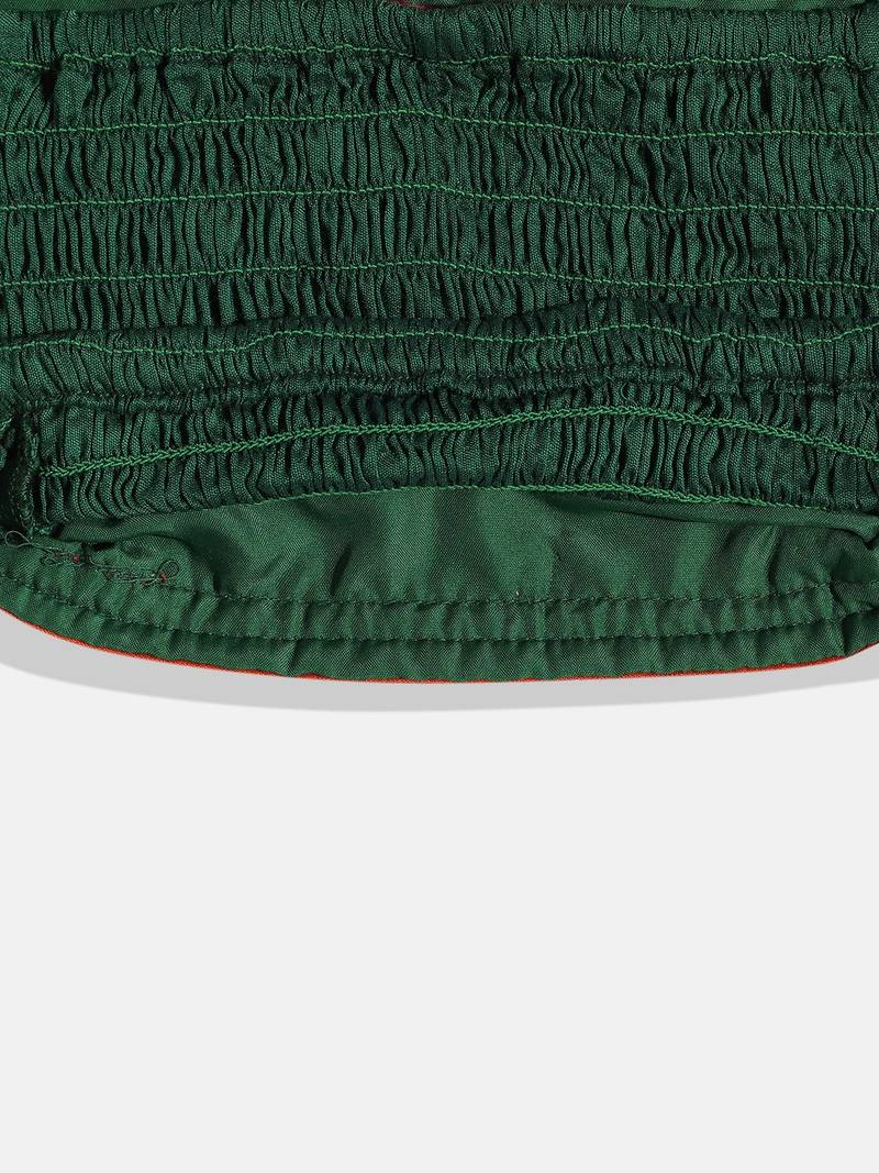 Embroidered Top With Dhoti Pants- Green & Magenta