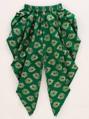 Self Design Top With Printed Dhoti Pants- Pink & Green 5