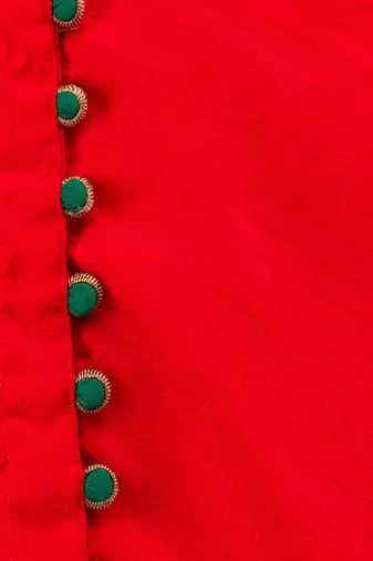 Chevron Design Top With Printed Dhoti Pants- Red & Yellow