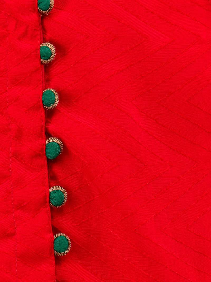 Chevron Design Top With Printed Dhoti Pants- Red & Yellow