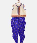 Printed Top & Dhoti Pants- Off White & Blue