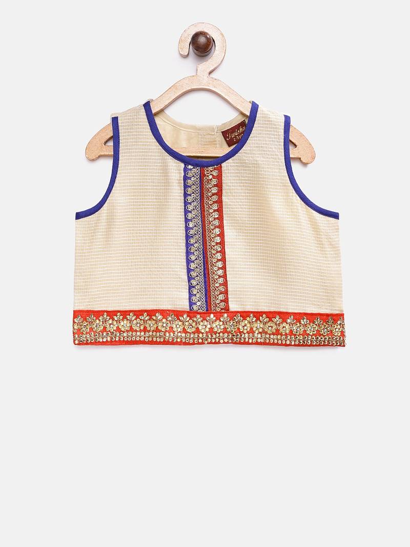 Printed Top & Dhoti Pants- Off White & Blue