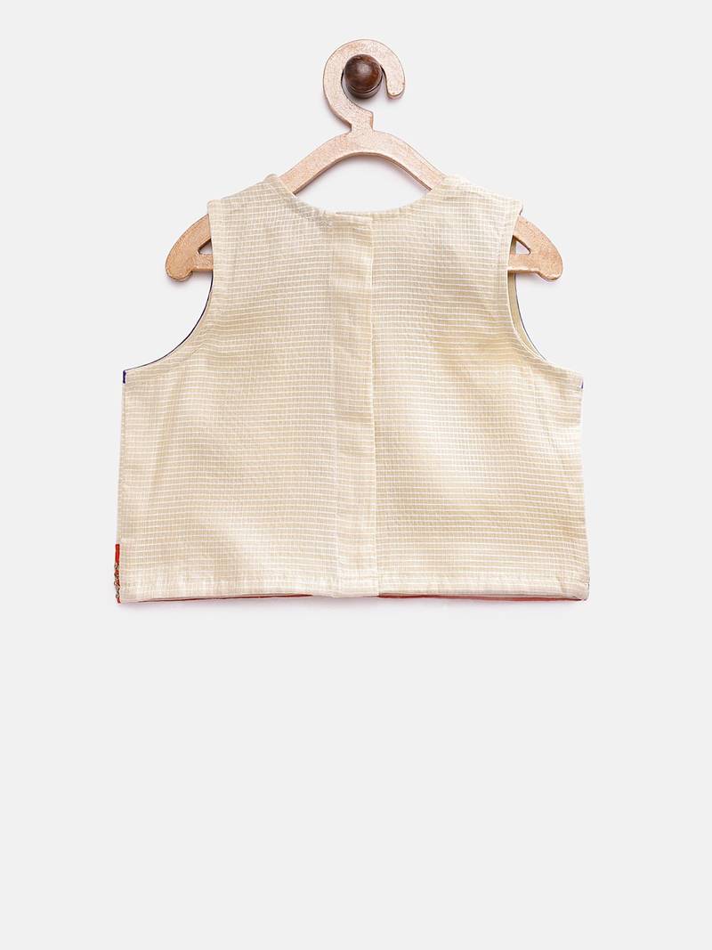 Printed Top & Dhoti Pants- Off White & Blue