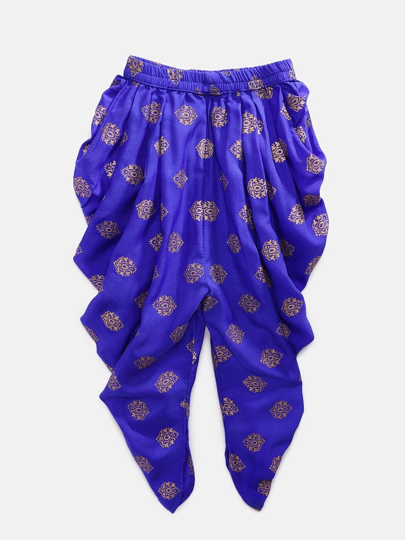 Printed Top & Dhoti Pants- Off White & Blue