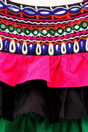 Ruffled Top With Printed Dhoti Pants- Black