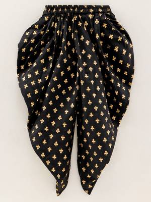 Ruffled Top With Printed Dhoti Pants- Black 5
