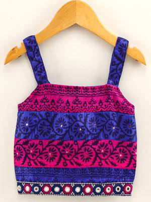 Top With Printed Dhoti Pants- Blue 2
