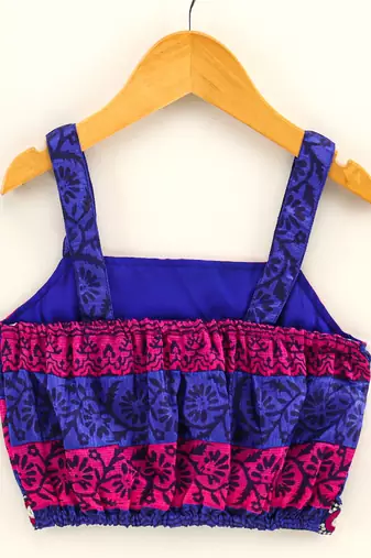 Top With Printed Dhoti Pants- Blue