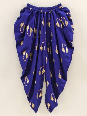 Top With Printed Dhoti Pants- Blue 4