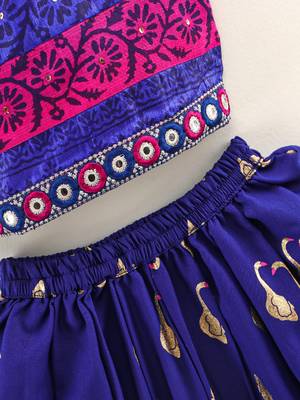 Top With Printed Dhoti Pants- Blue 5