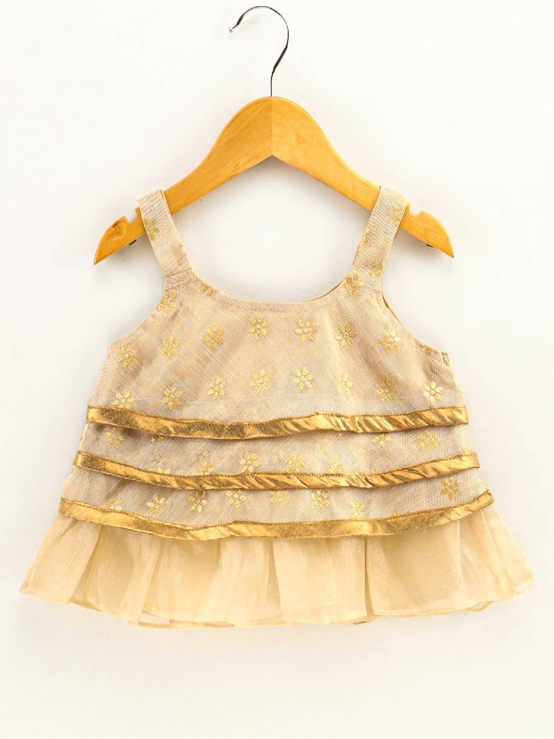 Printed Top With Printed Dhoti Pants- Cream & Red