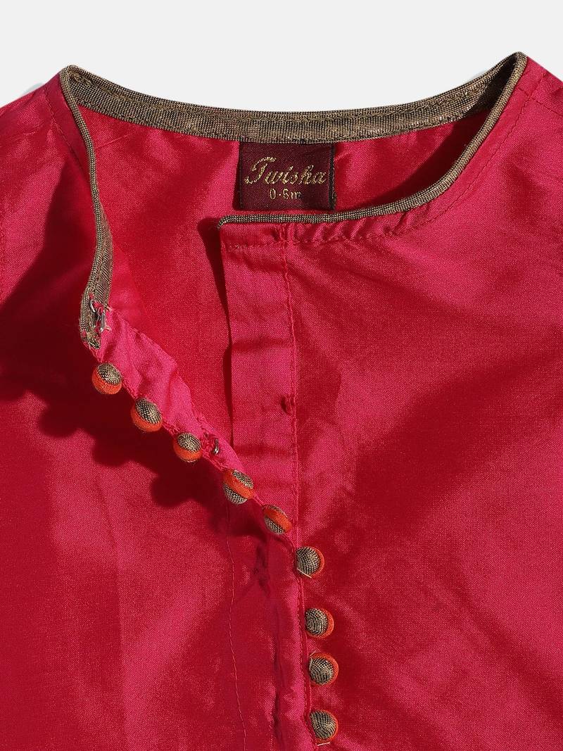 Cold Shoulder Choli With Printed Crush Effect Ghagra- Pink & Green