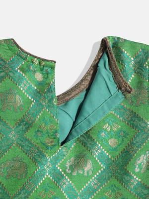 Self Design Peplum Top With Printed Dhoti Pants- Green & Pink 4