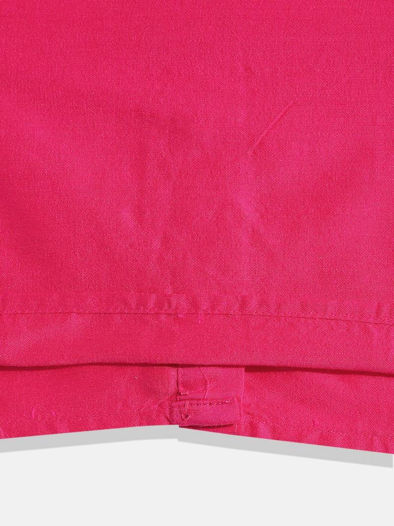 Cold Shoulder Printed Top With Printed Dhoti Pants- Pink & Green