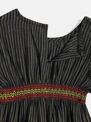 Striped Top With Printed Ghagra- Black & Red 4