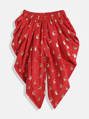 Printed Top With Printed Dhoti Pants- Green & Red 5