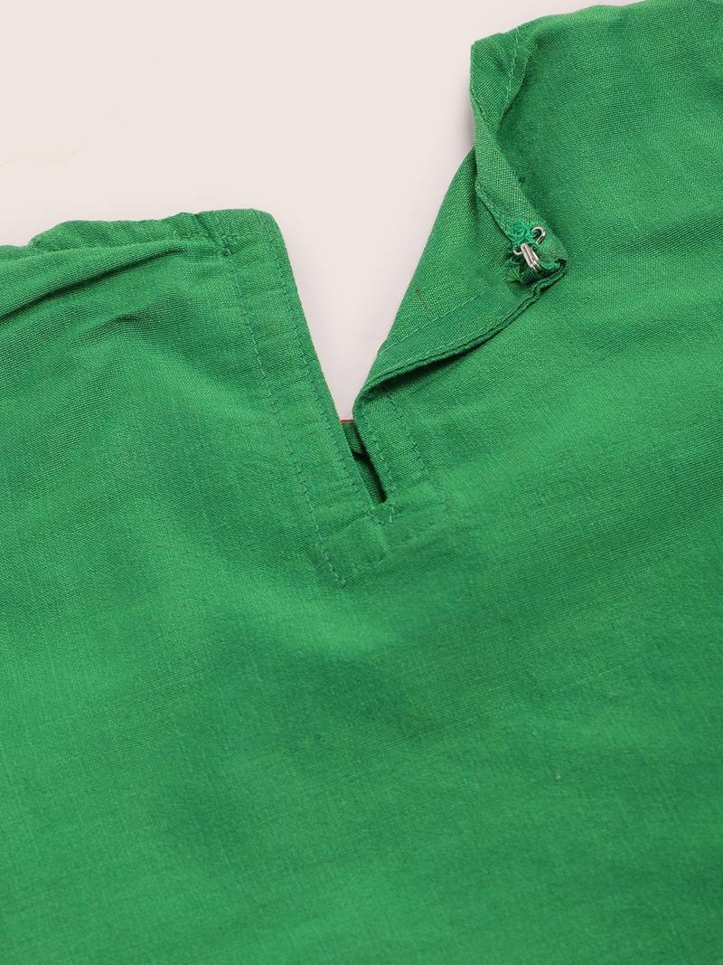 Choli With Attached Embroidered Mock Jacket & Net Ghagra- Green & Orange