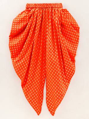 Printed Flutter Sleeves Top With Printed Dhoti Pants- Orange 4