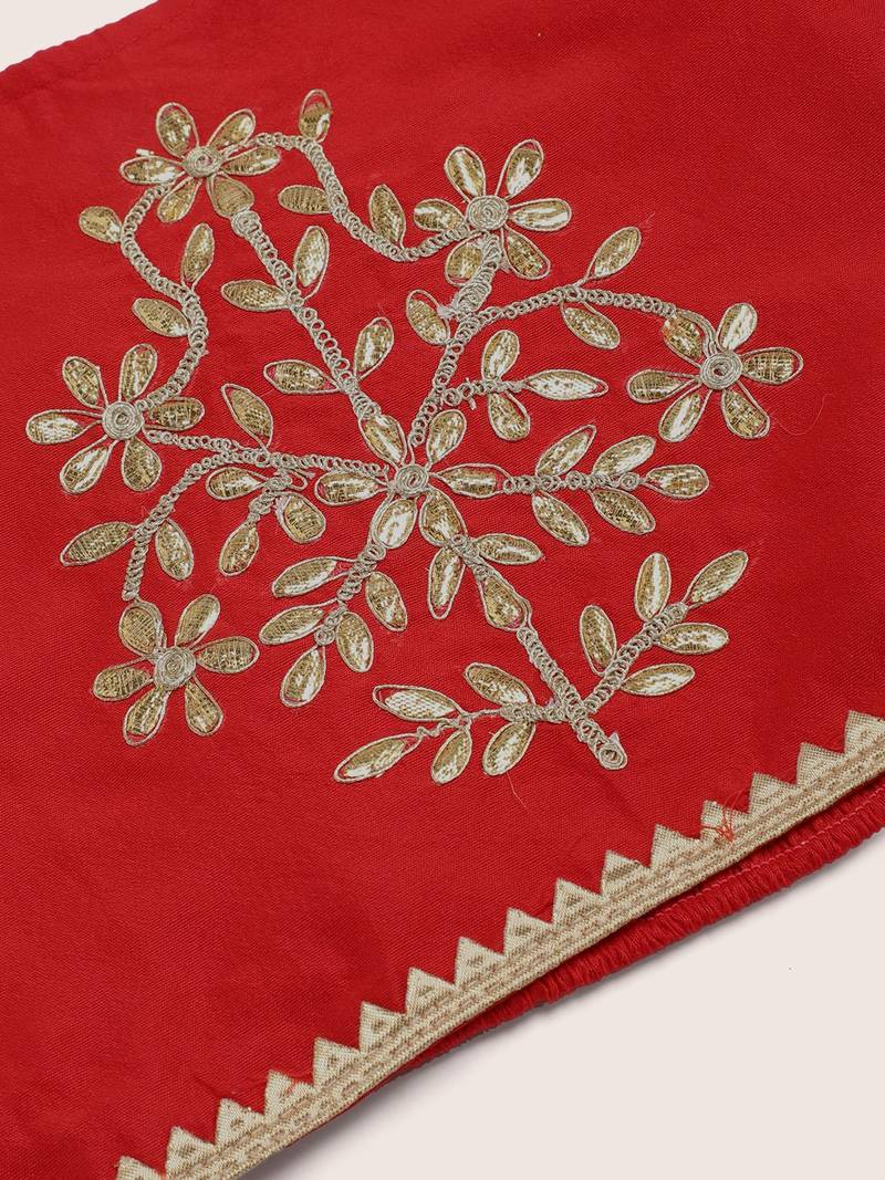 Embroidered Choli With Ghagra- Red & Black