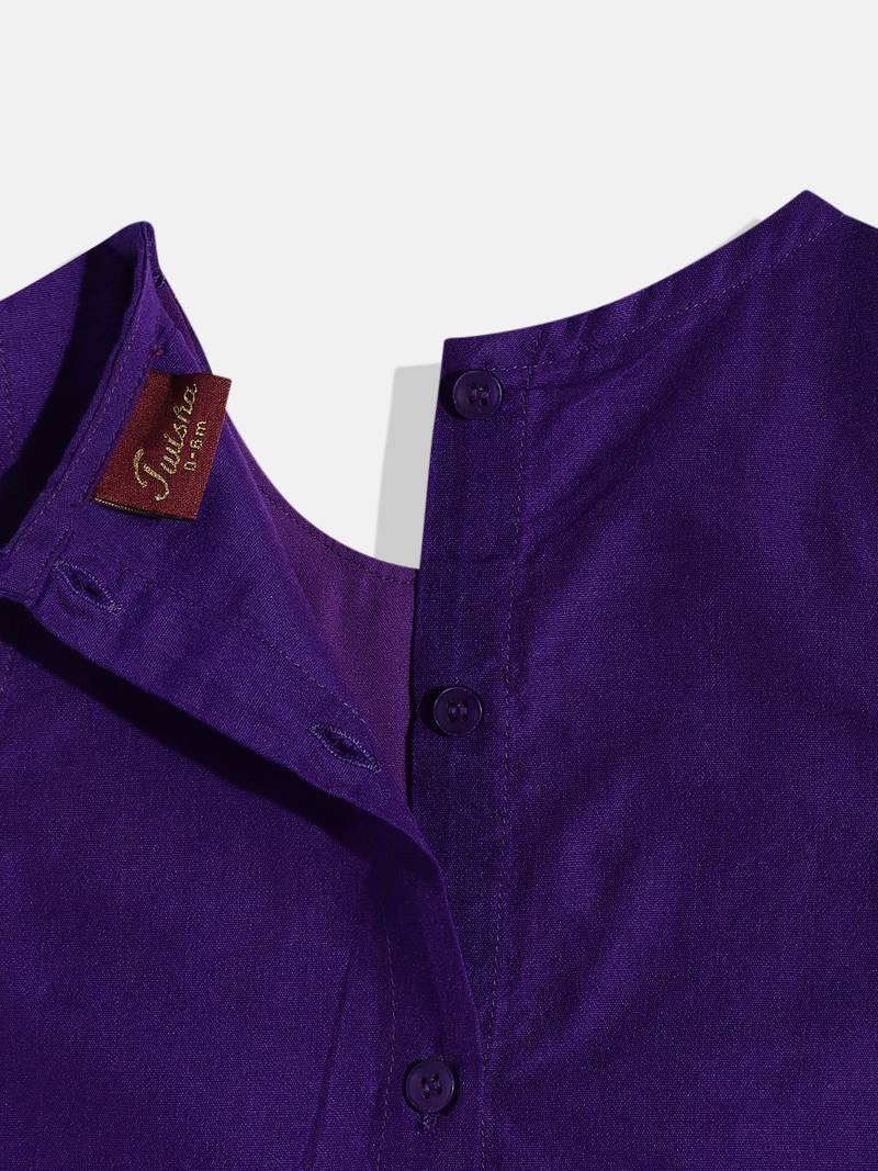 Embroidered Top With Printed Dhoti Pants- Blue & Pink