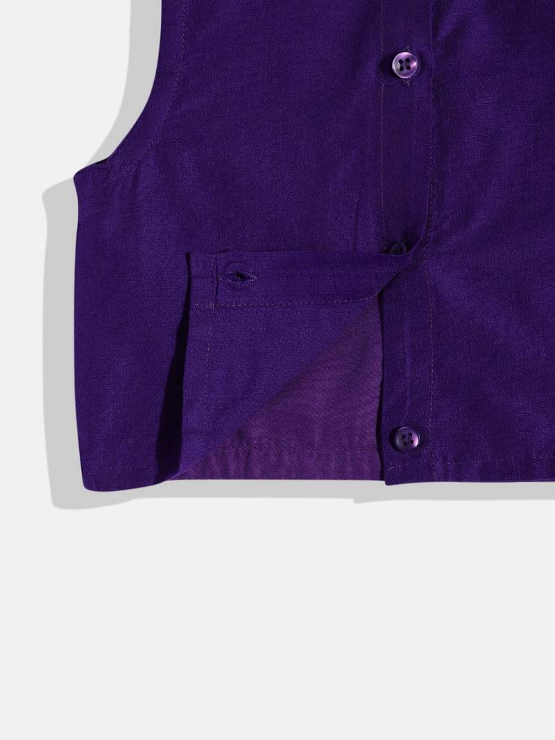 Embroidered Top With Printed Dhoti Pants- Blue & Pink