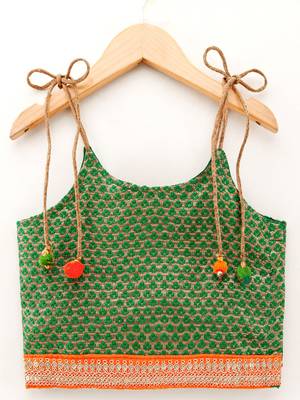 Self Design Top With Printed Dhoti Pants- Green & Red 2