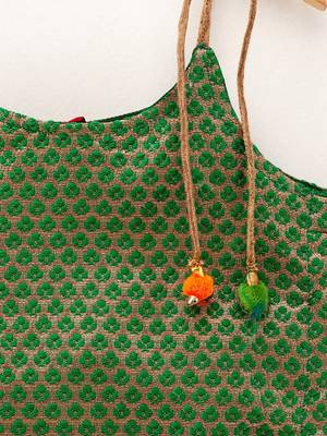 Self Design Top With Printed Dhoti Pants- Green & Red 4